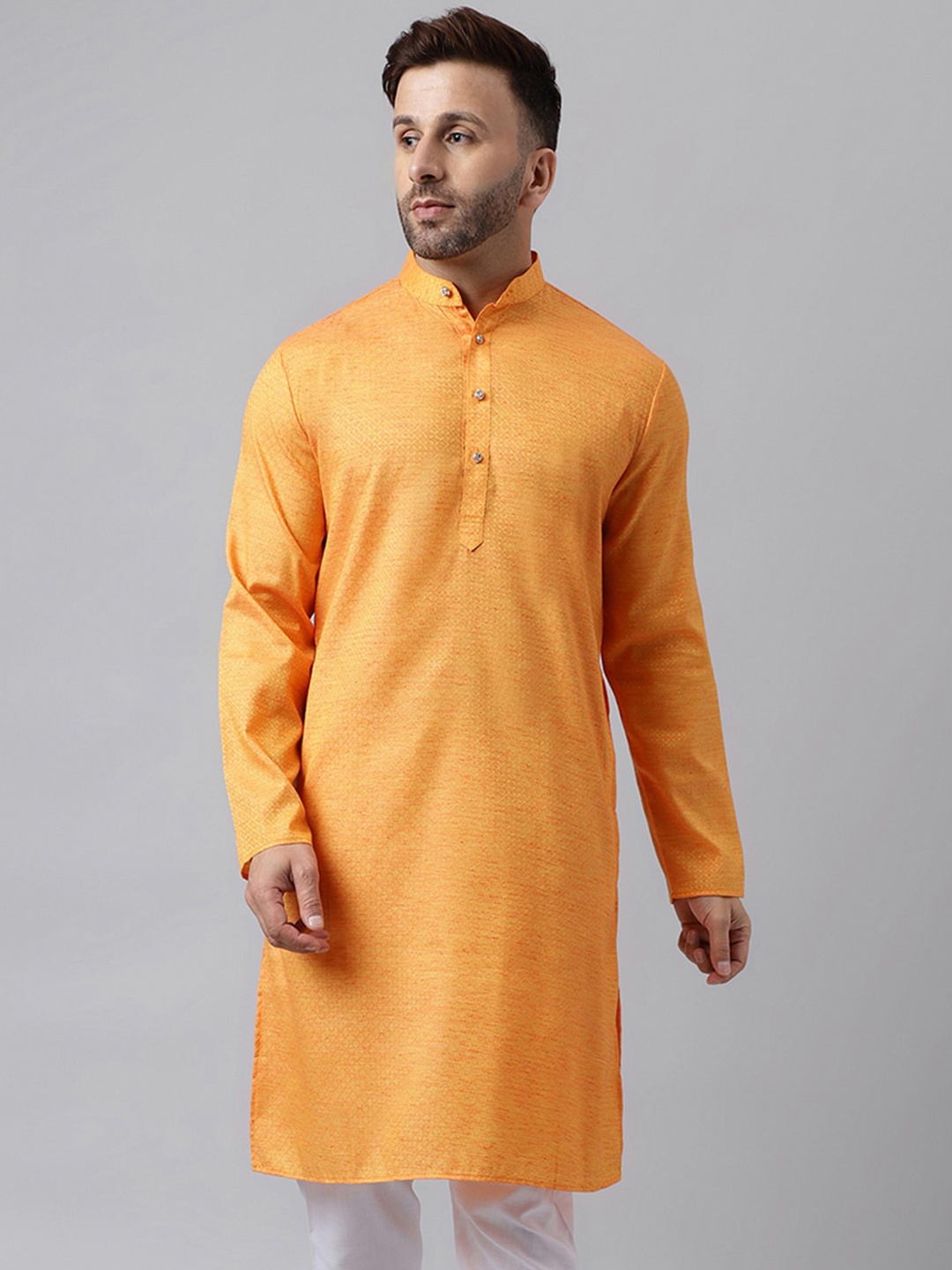 

hangup trend Geometric Printed Jacquard Straight Kurta, Orange