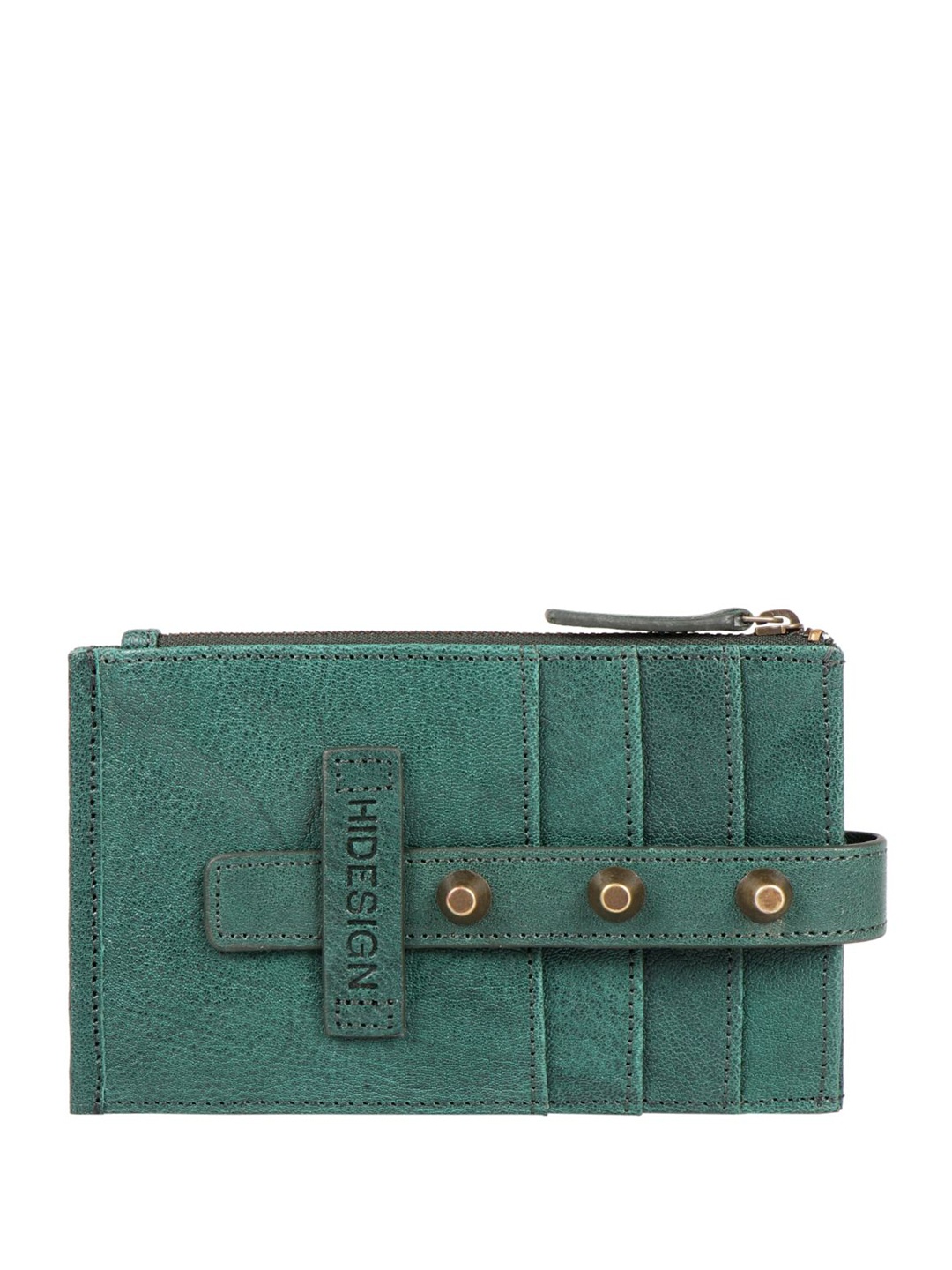 

Hidesign Textured Zip Detail Two Fold Wallet, Green
