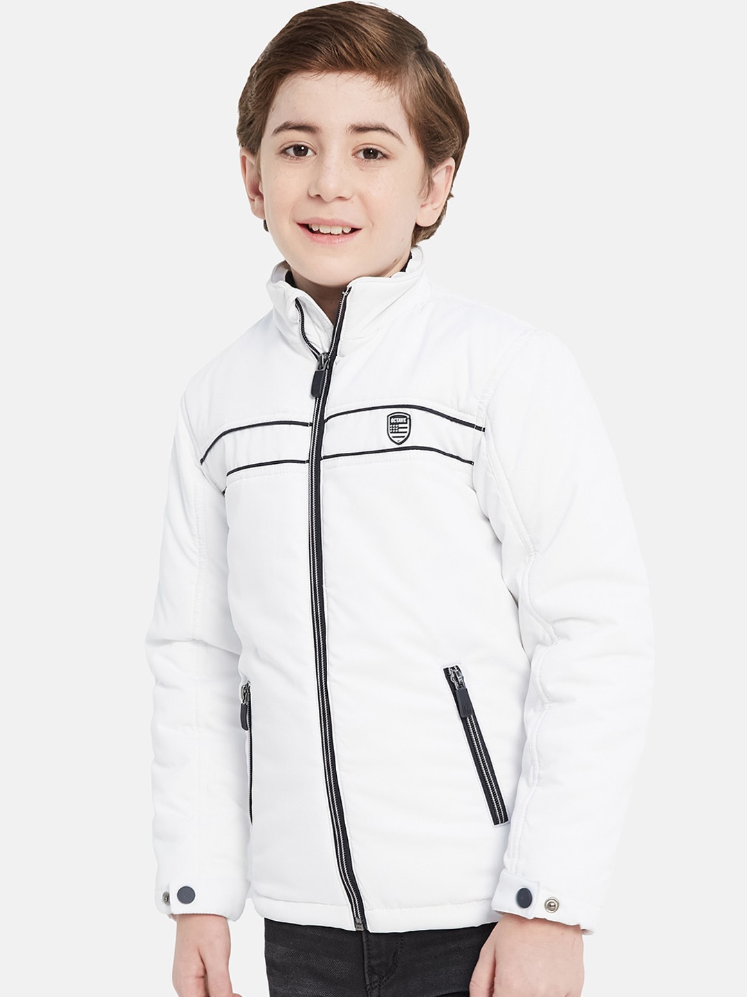 

Octave Boys Long Sleeves Mock Collar Puffer Jacket, White