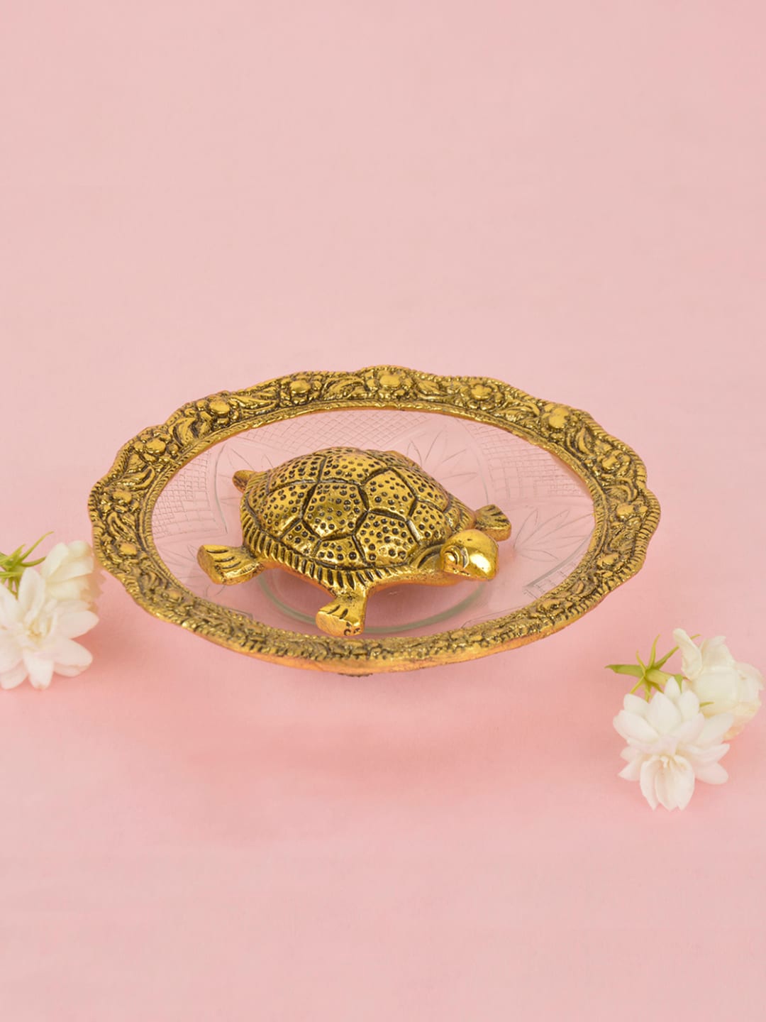 

StyleMyWay Gold & Transparent Toned Metal Tortoise Figurine Showpiece