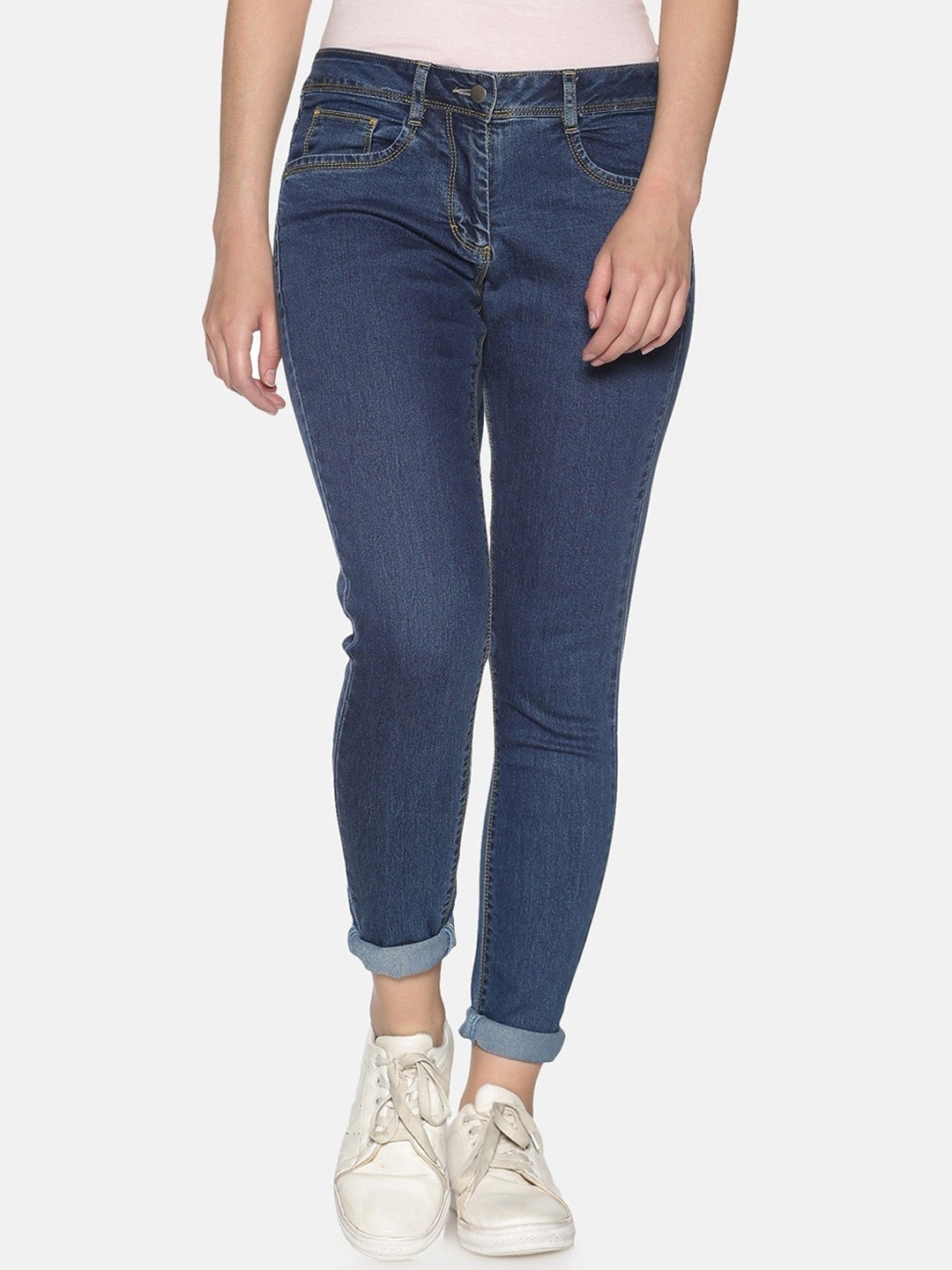 

TWIN BIRDS Women Skinny Fit Mid-Rise Clean Look Jeans, Blue