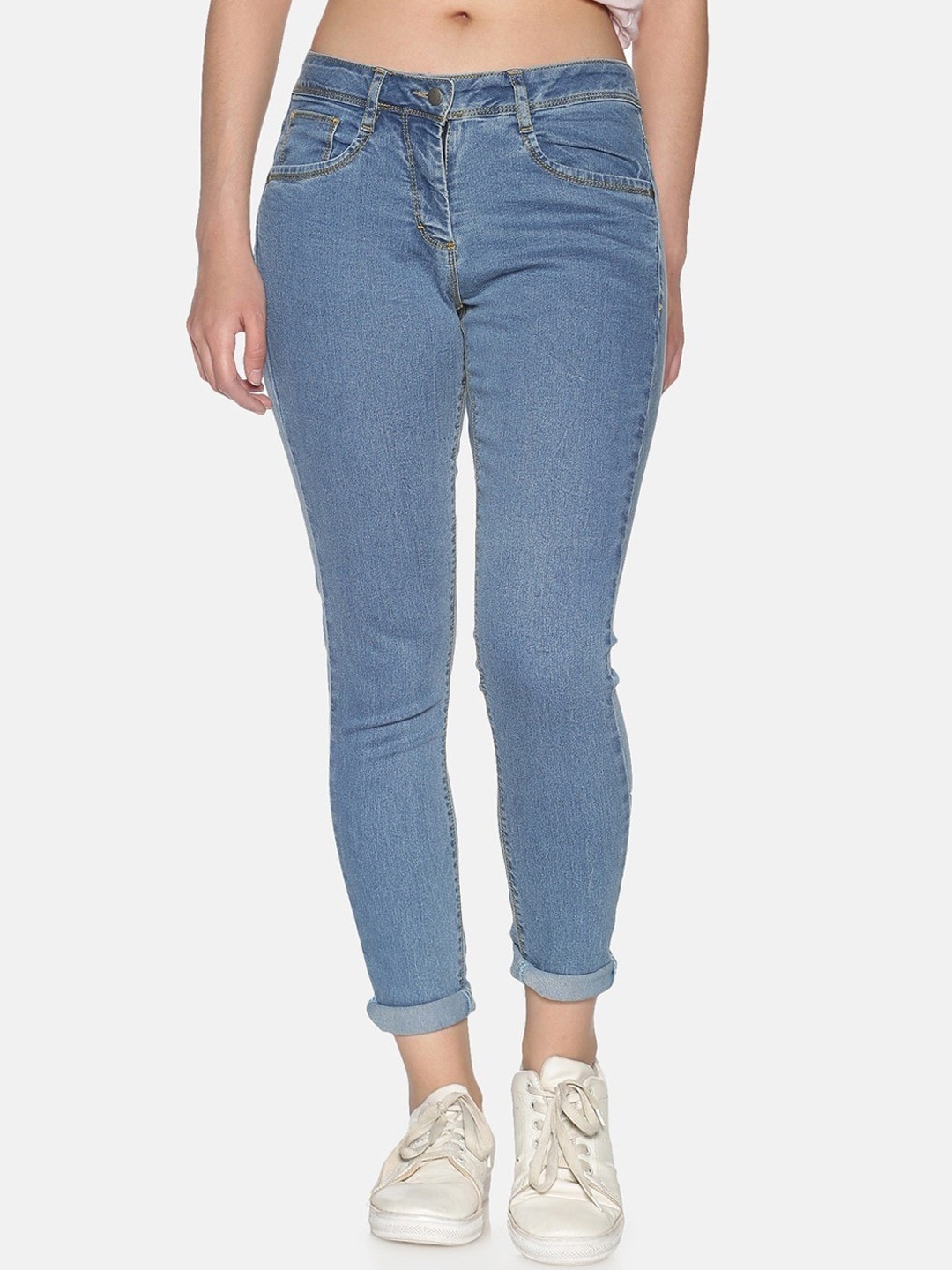 

TWIN BIRDS Women Skinny Fit Mid-Rise Clean Look Jeans, Blue