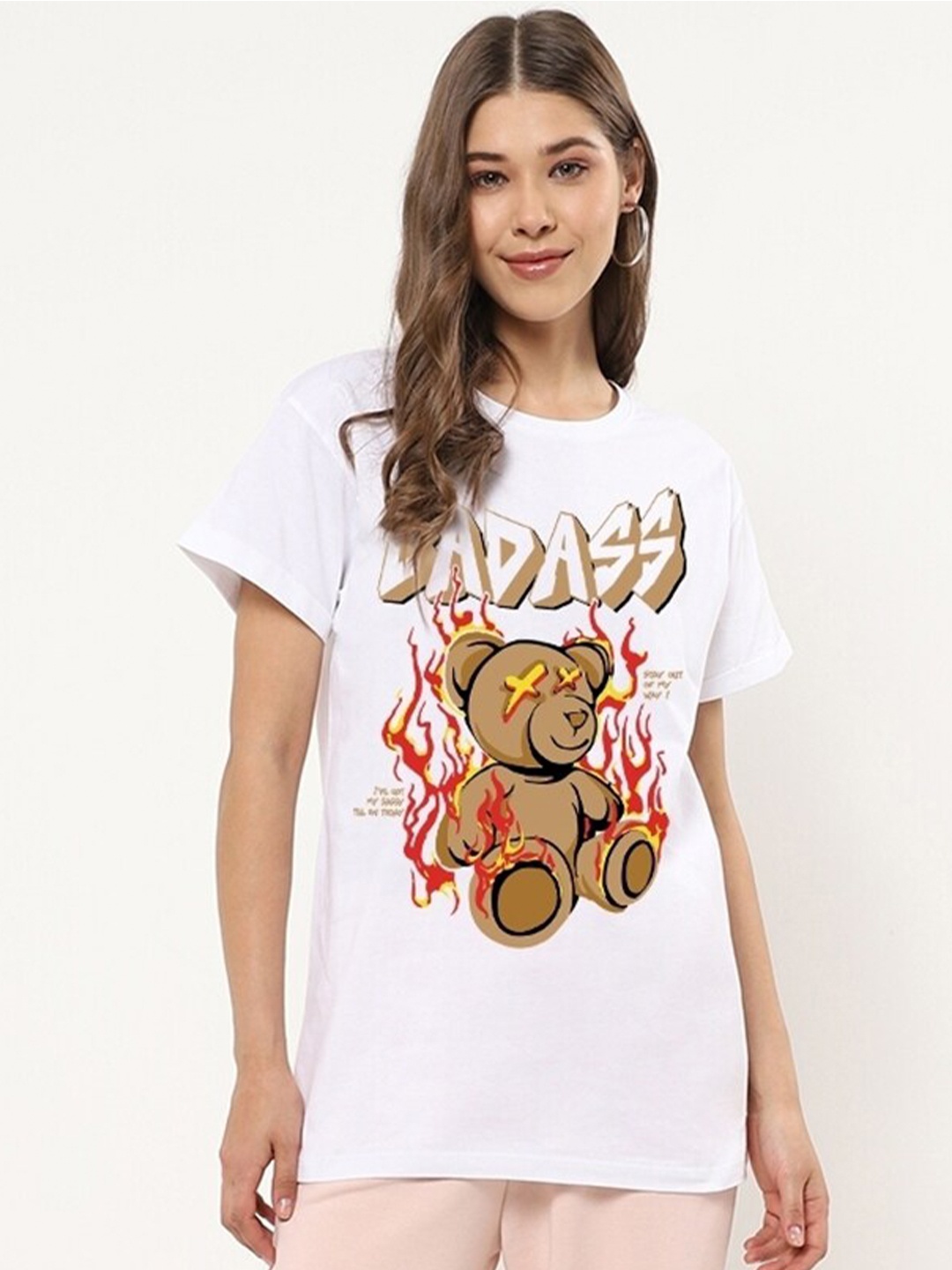 

Bewakoof Typography Printed Boyfriend Fit Cotton T-shirt, White