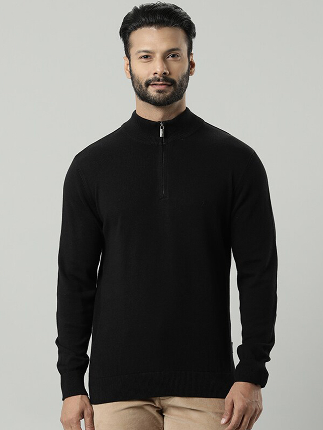 

Indian Terrain Mock Collar Long Sleeves Pullover, Black