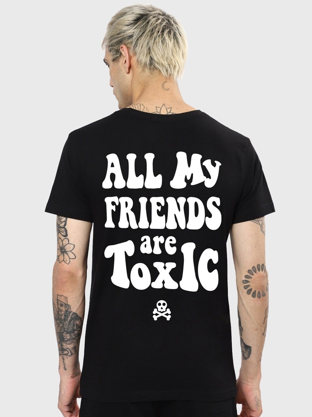 

Bewakoof Toxic Typography Printed Cotton T-shirt, Black