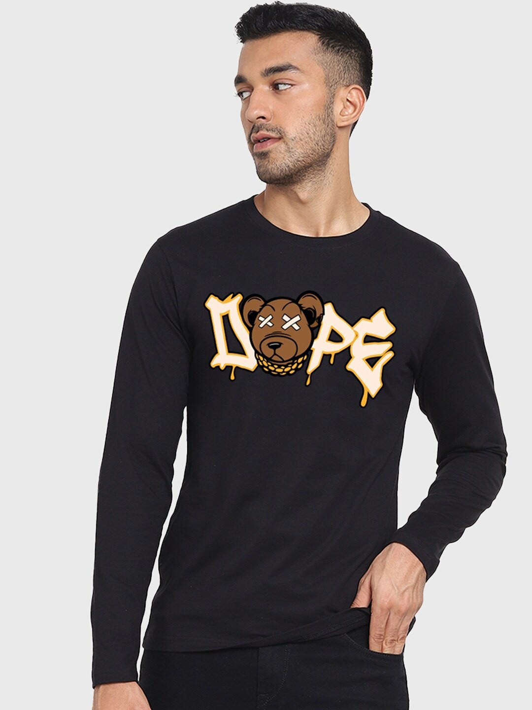 

Bewakoof Typography Printed Cotton T-shirt, Black