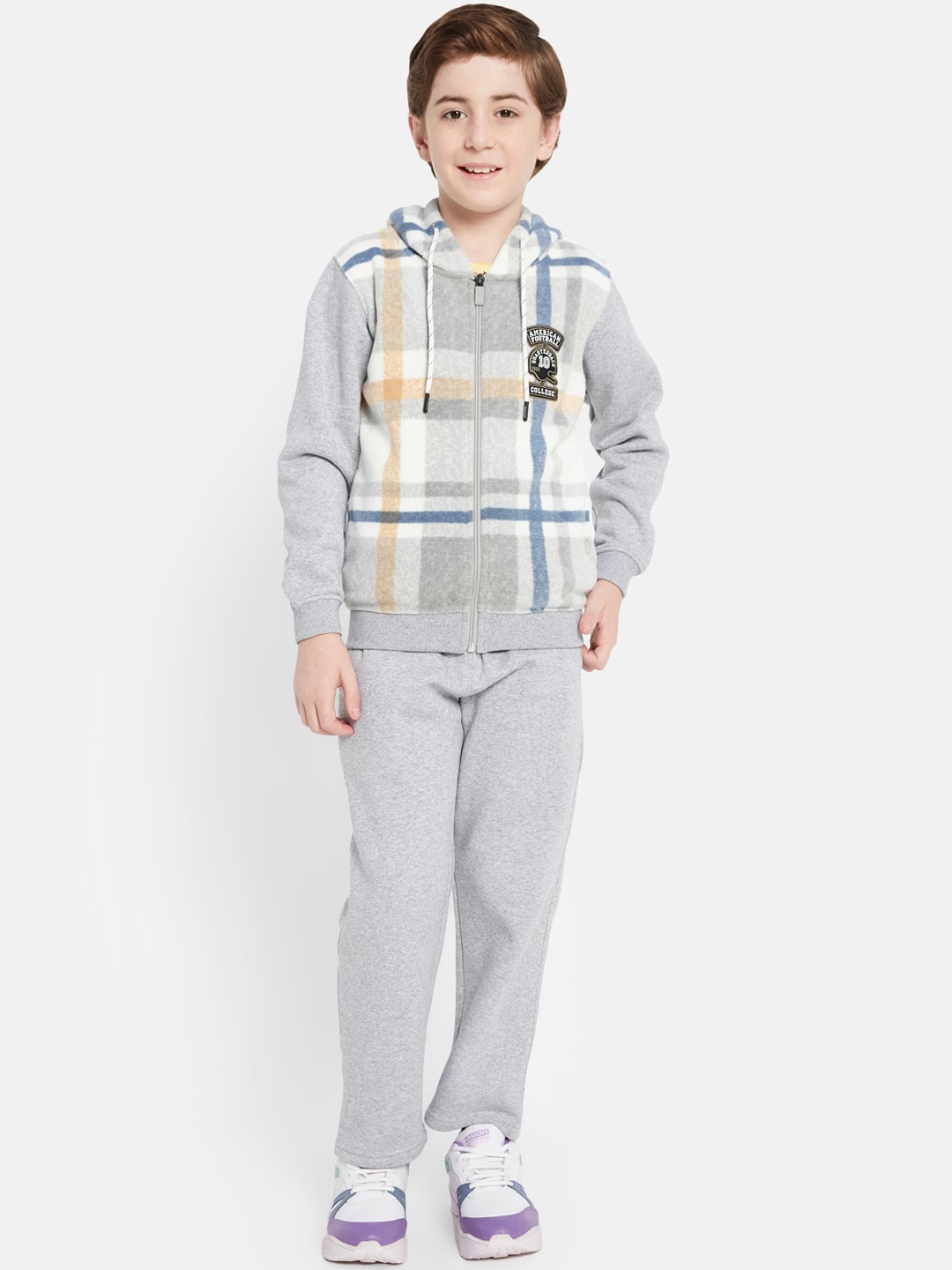 

Octave Boys Checked Hooded Fleece Tracksuits, Grey