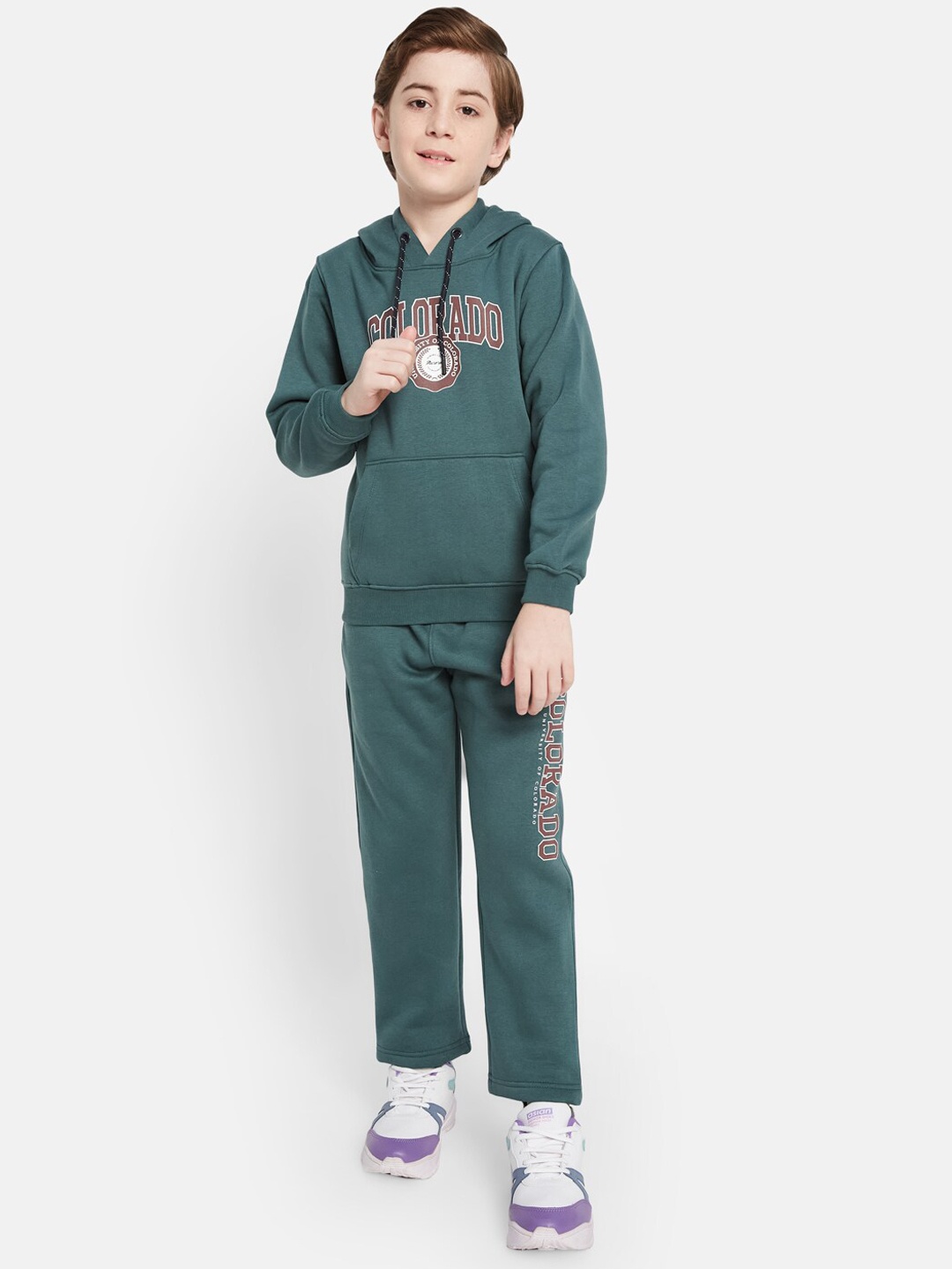 

Octave Boys Printed Fleece Hooded Tracksuit, Olive