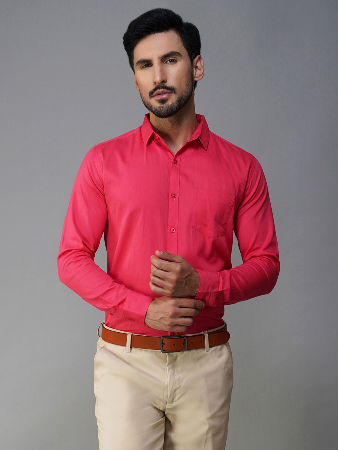 

Urban Scissors India Slim Fit Pure Cotton Formal Shirt, Pink