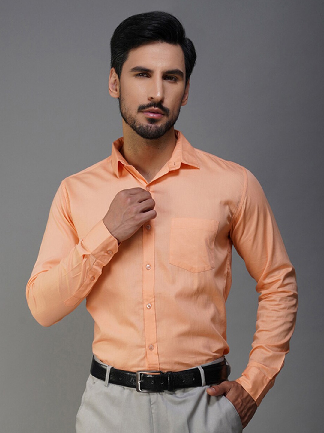 

Urban Scissors India Slim Fit Pure Cotton Formal Shirt, Peach