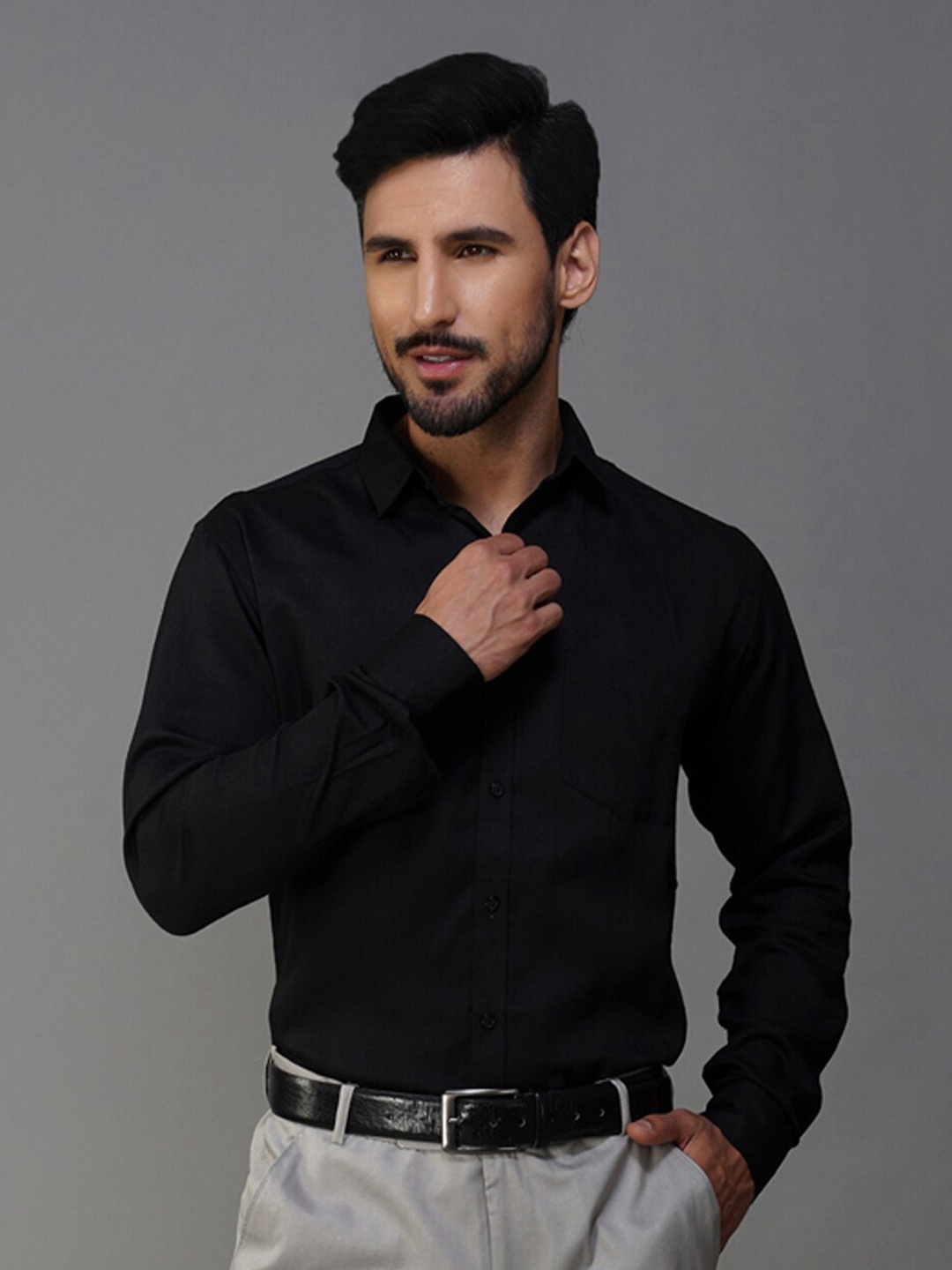 

Urban Scissors India Slim Fit Pure Cotton Formal Shirt, Black