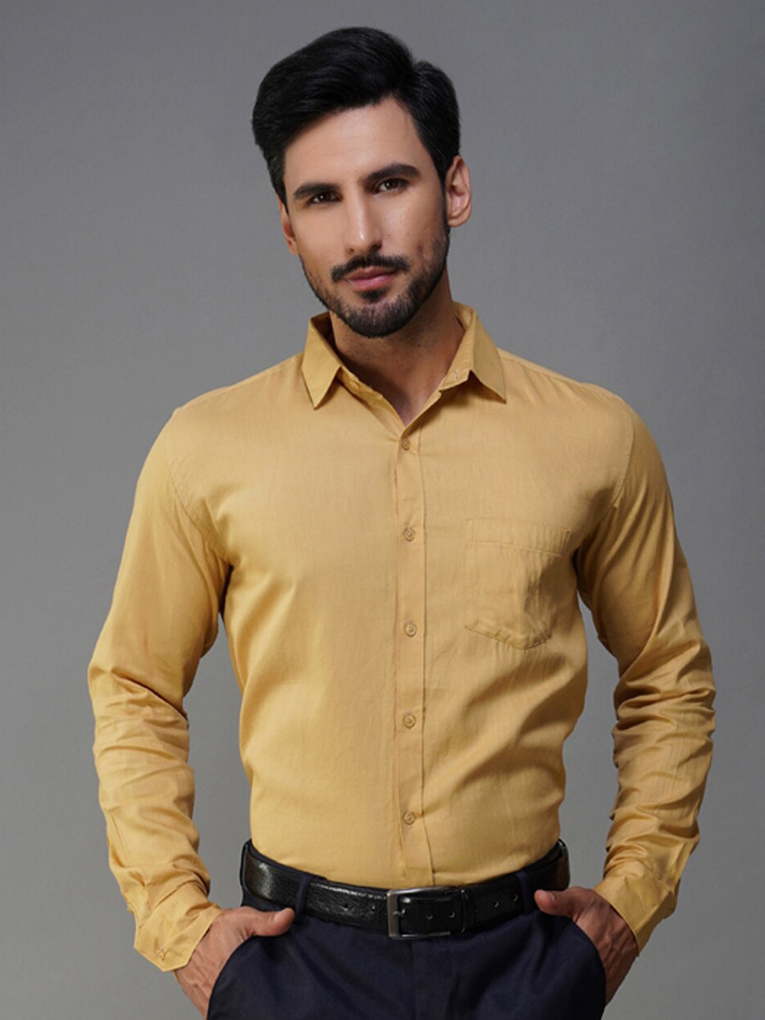 

Urban Scissors India Slim Fit Pure Cotton Formal Shirt, Yellow