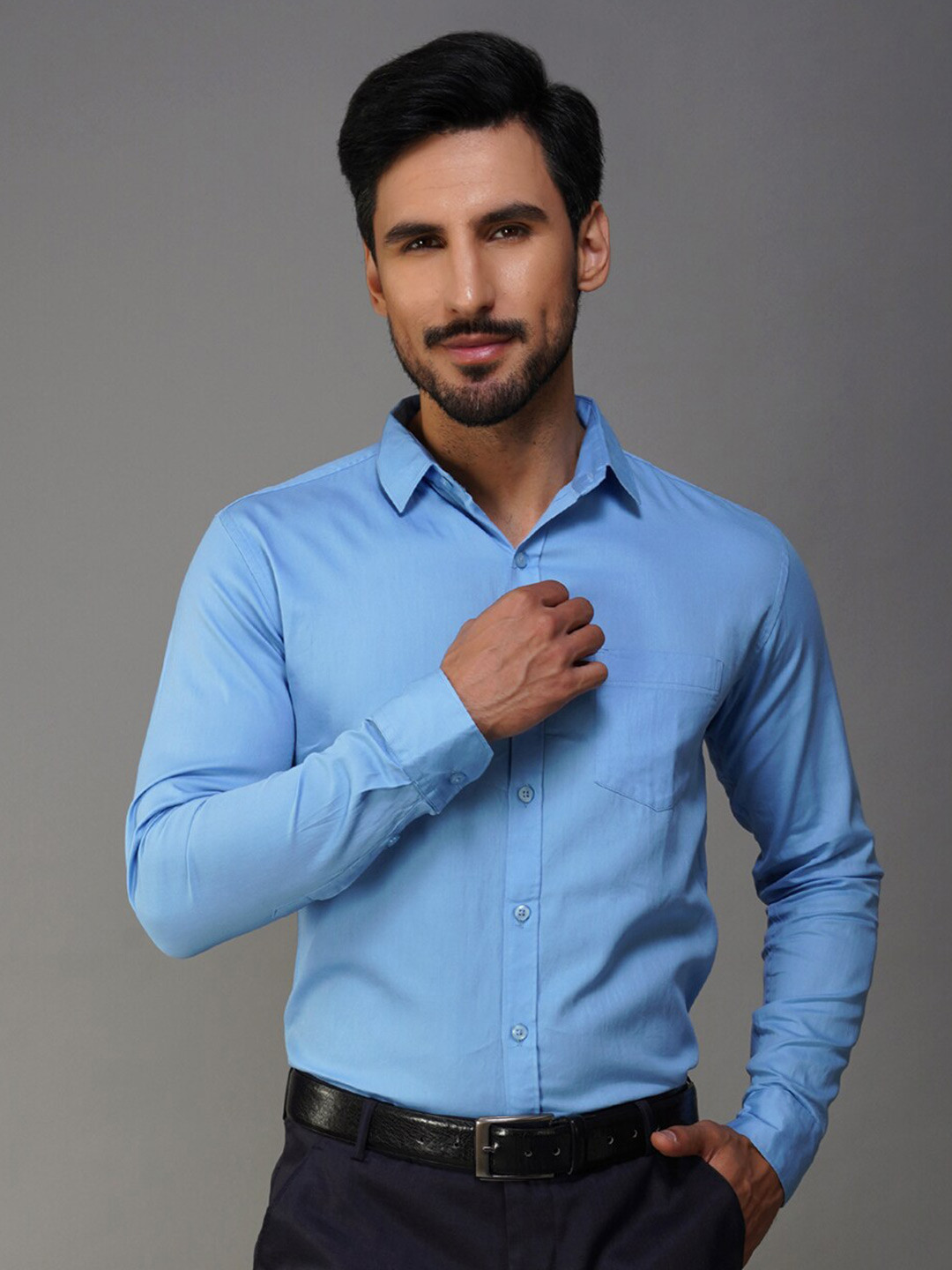 

Urban Scissors India Slim Fit Pure Cotton Formal Shirt, Blue