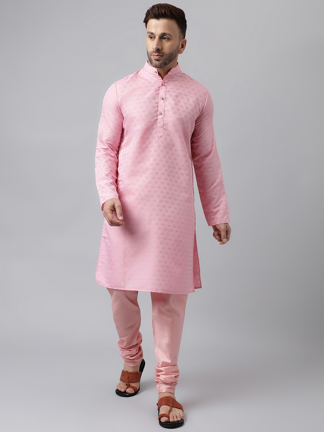 

hangup trend Ethnic Motifs Woven Design Jacquard Kurta with Pyjamas, Pink
