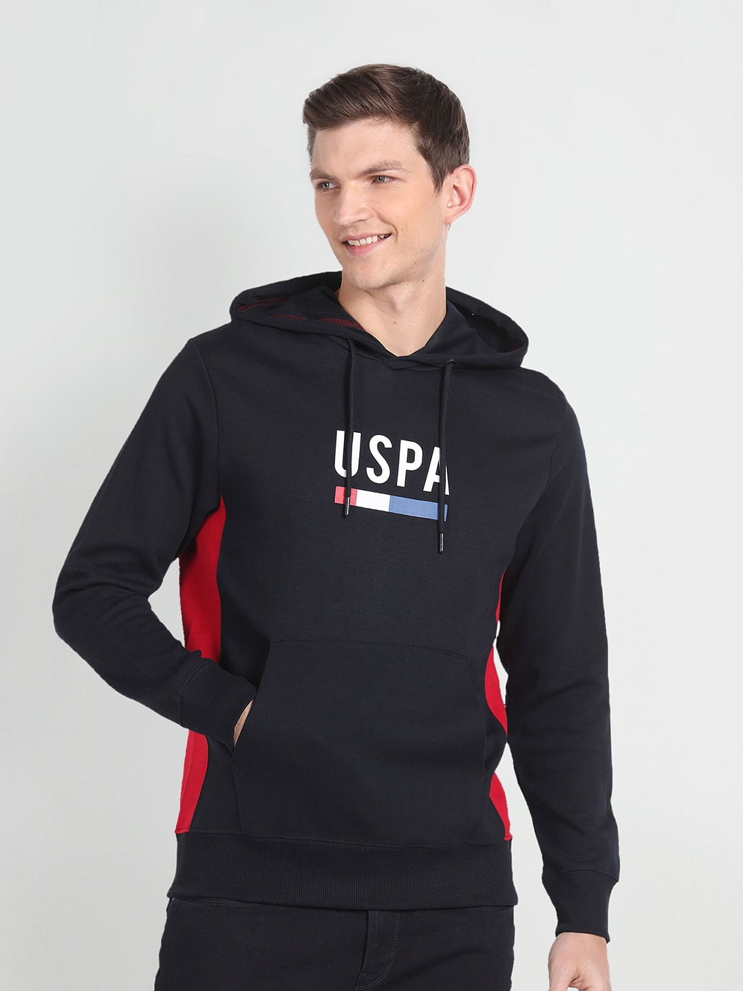 

U.S. Polo Assn. Denim Co. Brand Logo Printed Hooded Cotton Sweatshirt, Navy blue