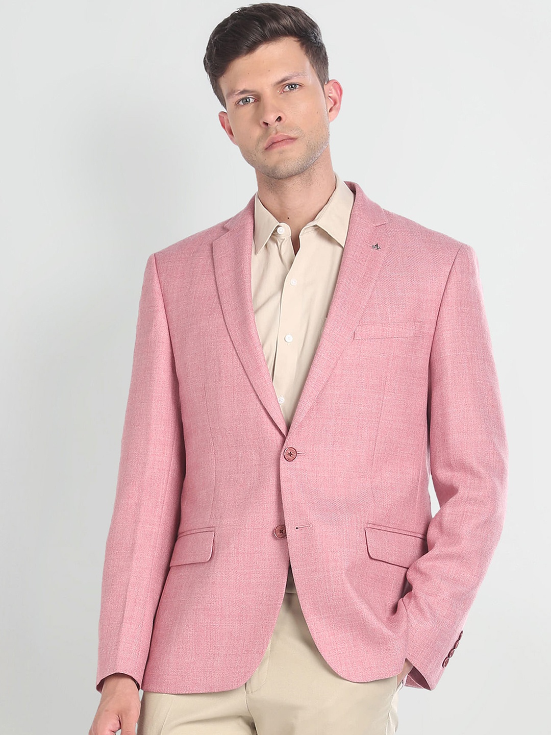 

Arrow Single Breasted Notched Lapel Collar Formal Blazer, Pink