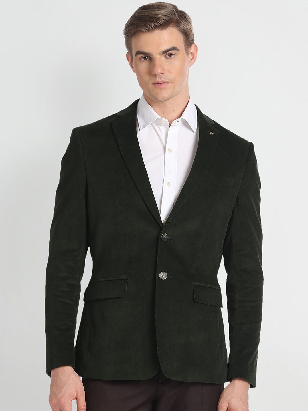 

Arrow Single-Breasted Slim-Fit Corduroy Formal Blazers, Olive