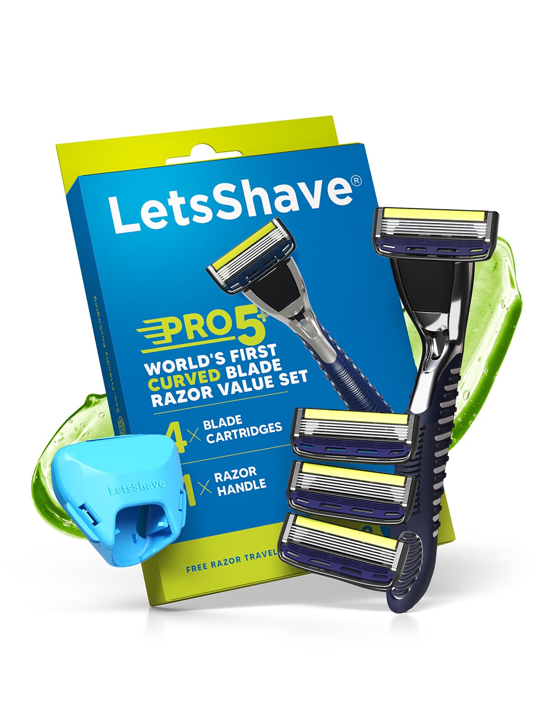 

LetsShave Men Pro Premium 5 Razor Handle With Blades, Blue