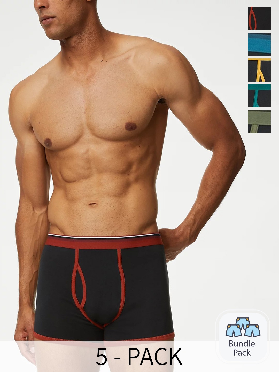 

Marks & Spencer Pack Of 5 Outer Elastic Trunks T144765SMULTI, Black