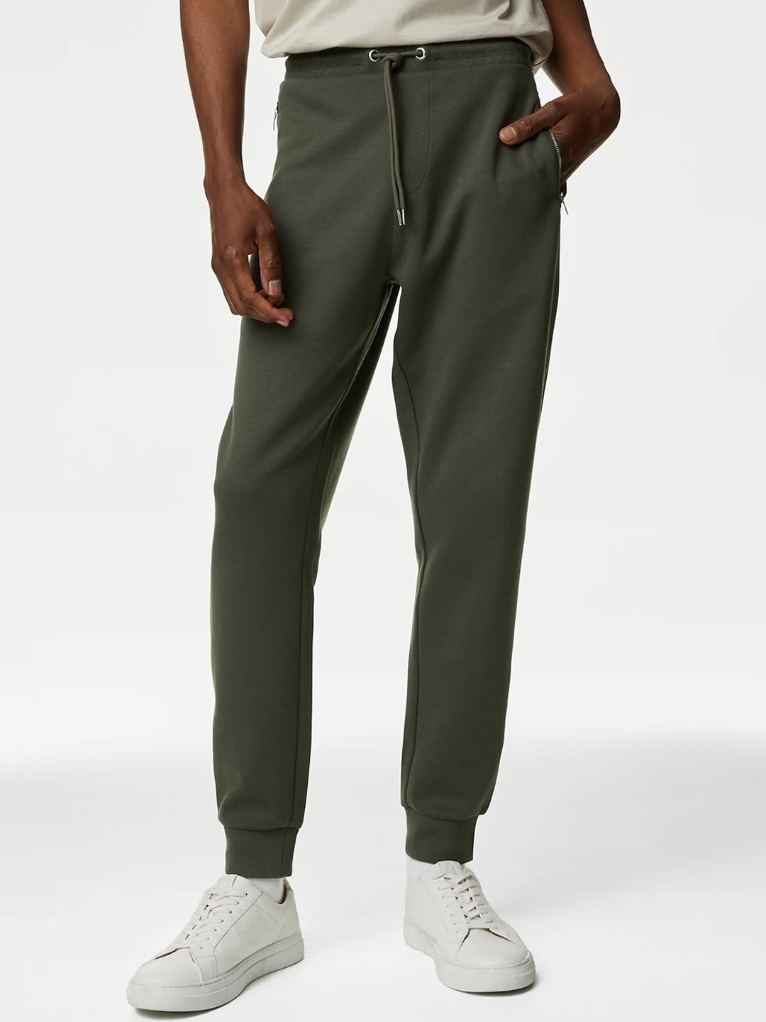 

Marks & Spencer Men Mid Rise Joggers, Khaki