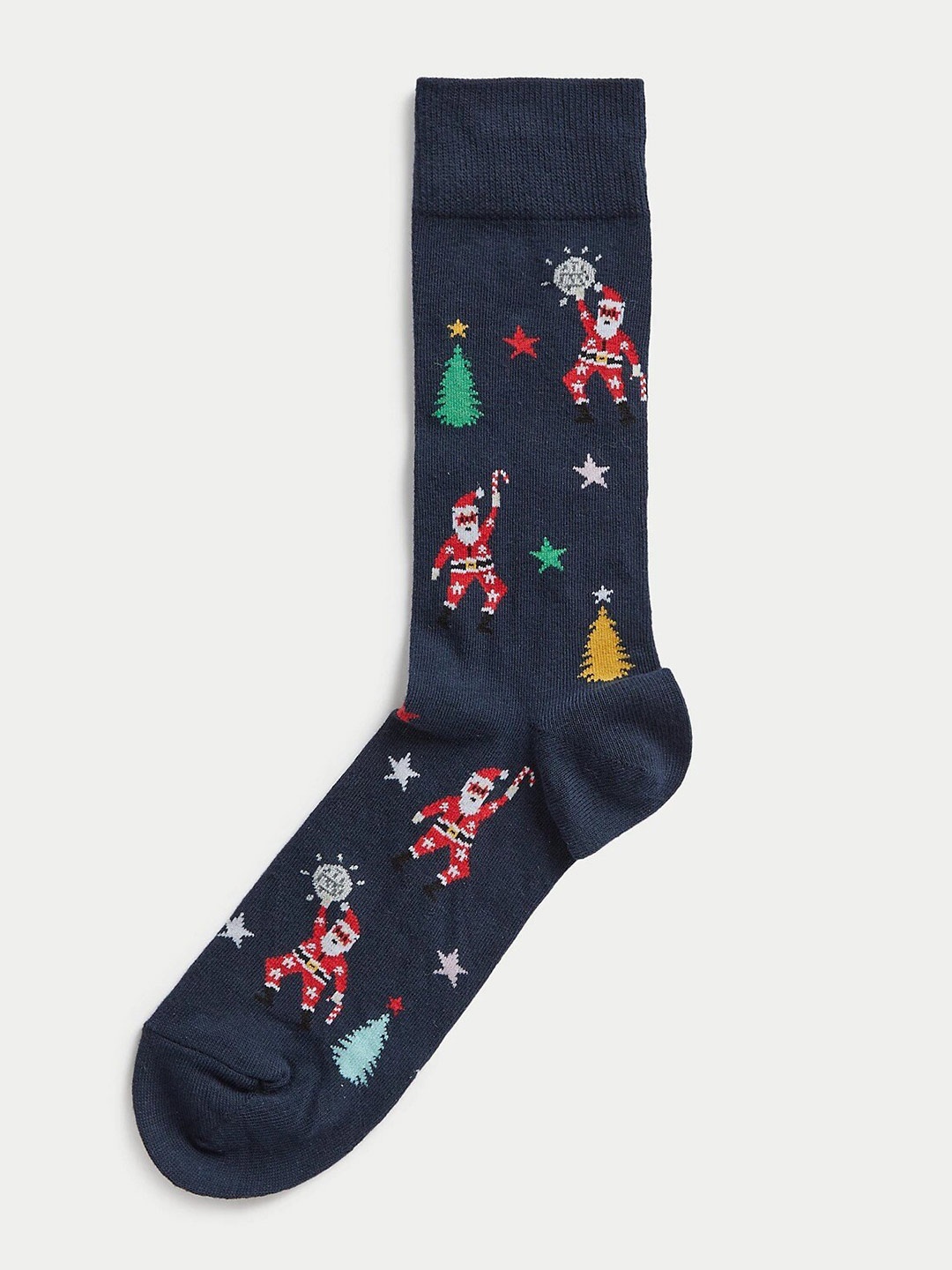 

Marks & Spencer Men Printed Calf Length Socks, Navy blue