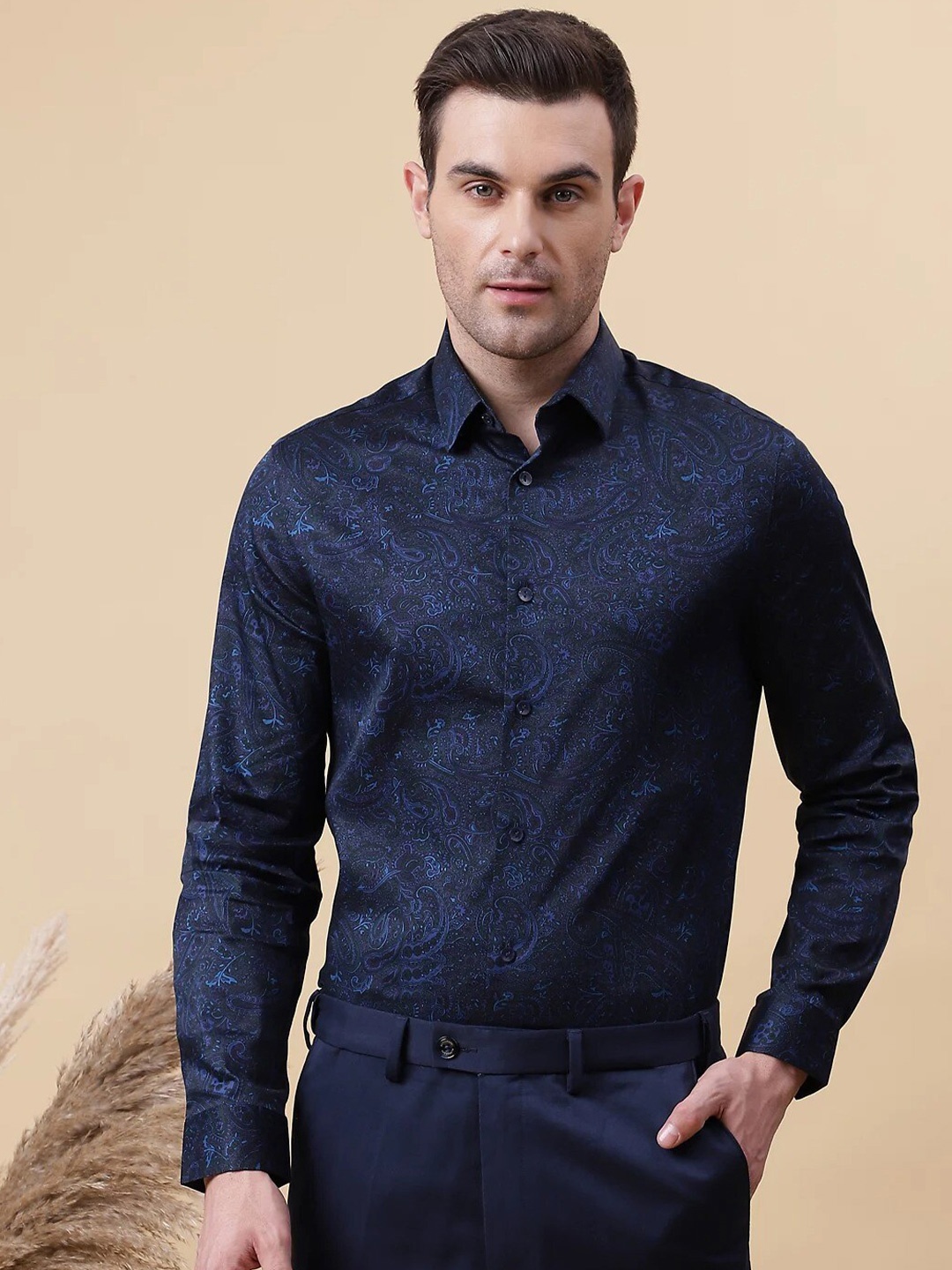 

Marks & Spencer Slim Fit Ethnic Motifs Printed Casual Shirt, Navy blue