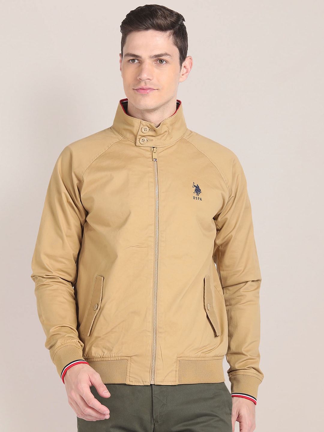 

U.S. Polo Assn. Mock Collar Bomber Jacket, Brown
