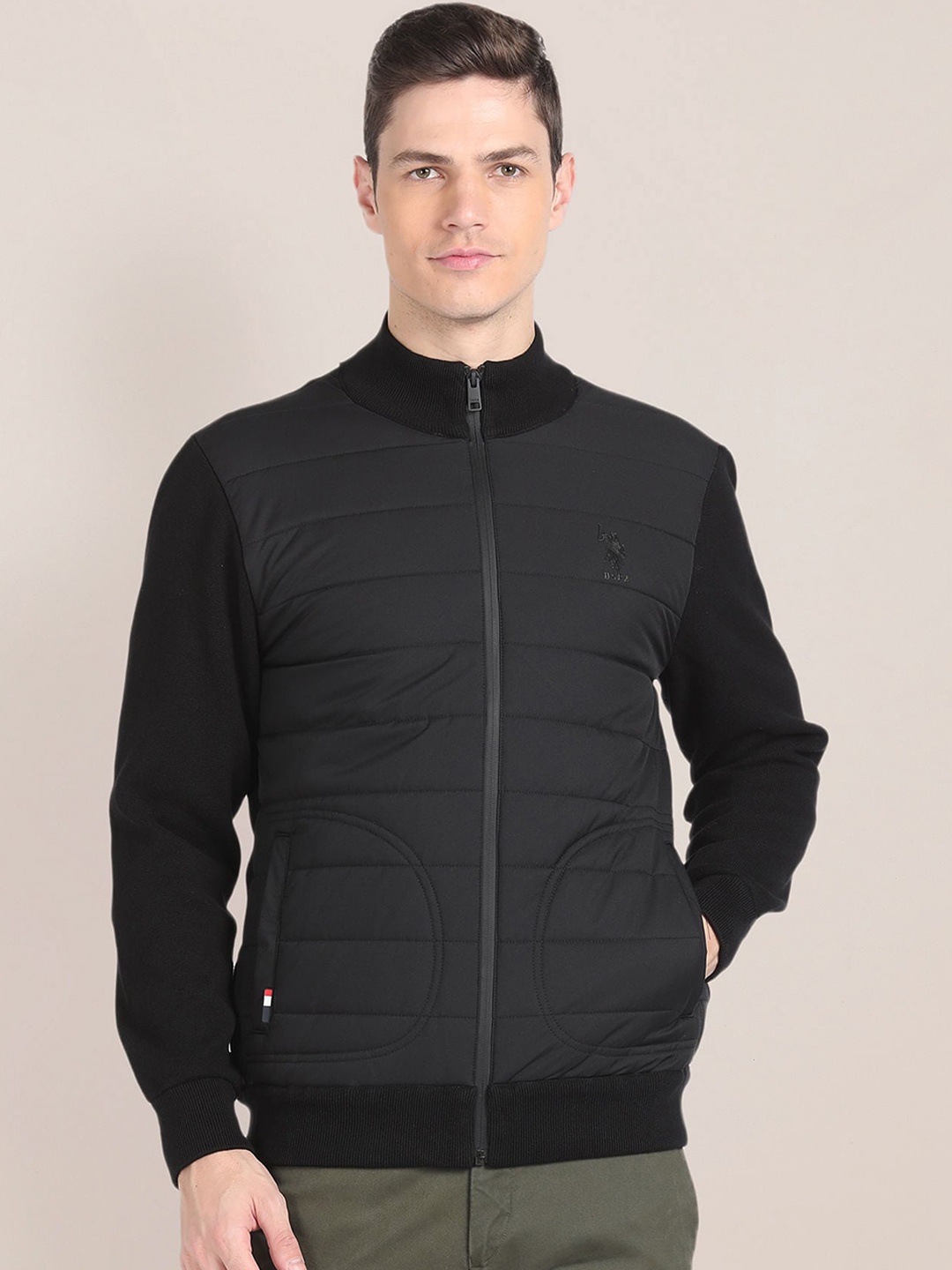 

U.S. Polo Assn. Mock Collar Bomber Jacket, Black