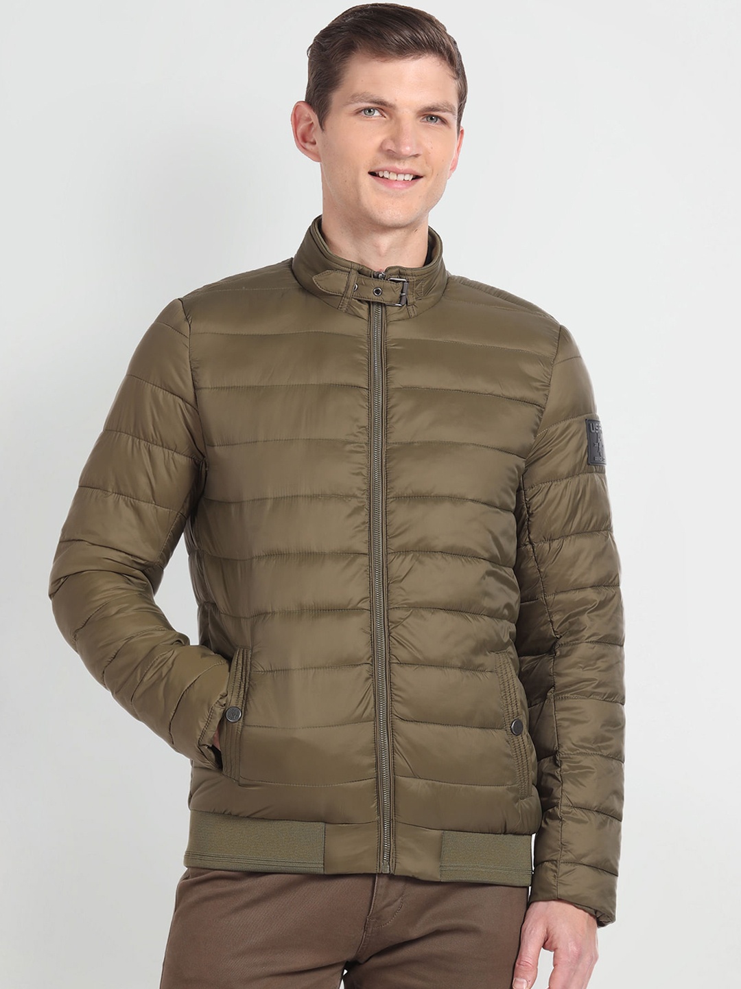 

U.S. Polo Assn. Denim Co. Mandarin Collar Puffer Jacket, Olive