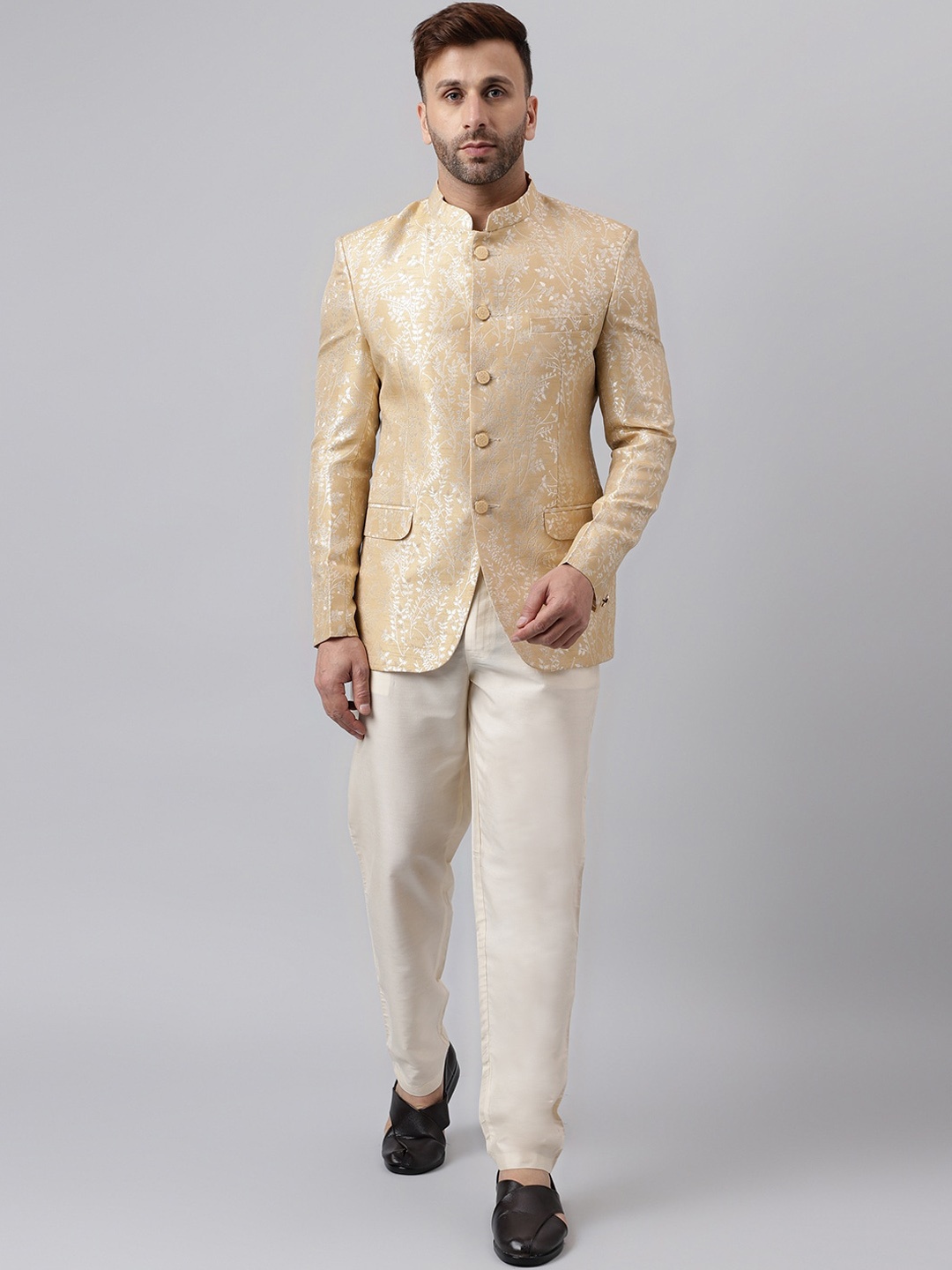 

hangup trend Self-Design Bandhgala Two-Piece Ethnic Suit, Beige