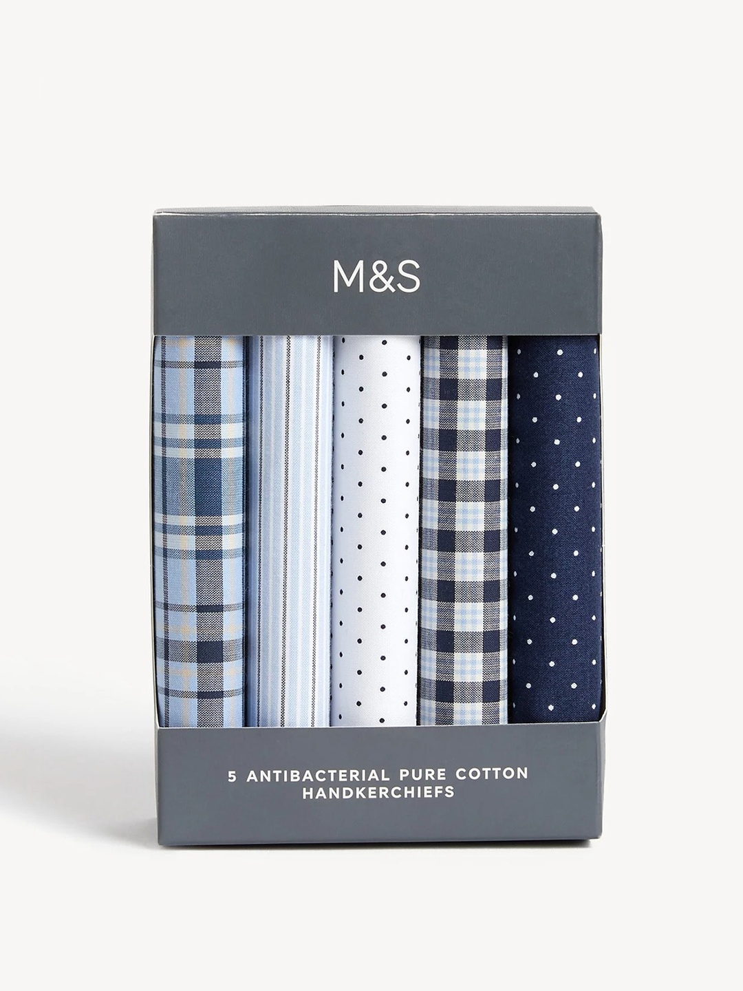 

Marks & Spencer Men Pack Of 5 Printed Pure Cotton Handkerchief, White