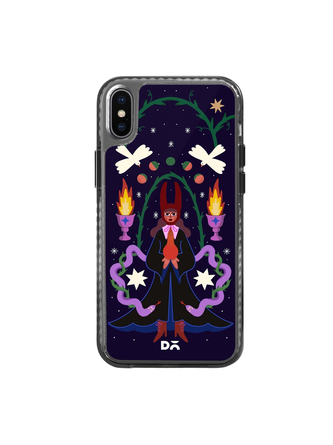 

DailyObjects Quirky Printed iPhone X Phone Back Case, Navy blue