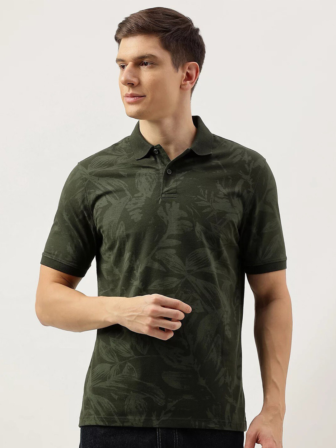 

Marks & Spencer Tropical Printed Polo Collar T-shirt, Green