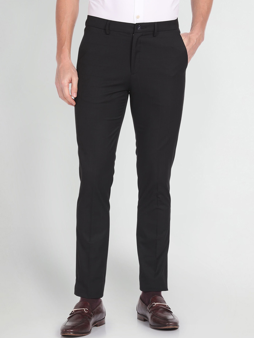 

Arrow New York Men Slim Fit Formal Trousers, Black