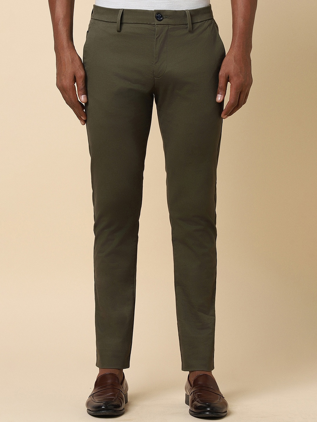 

Allen Solly Men Slim Fit Mid-Rise Regular Trousers, Olive