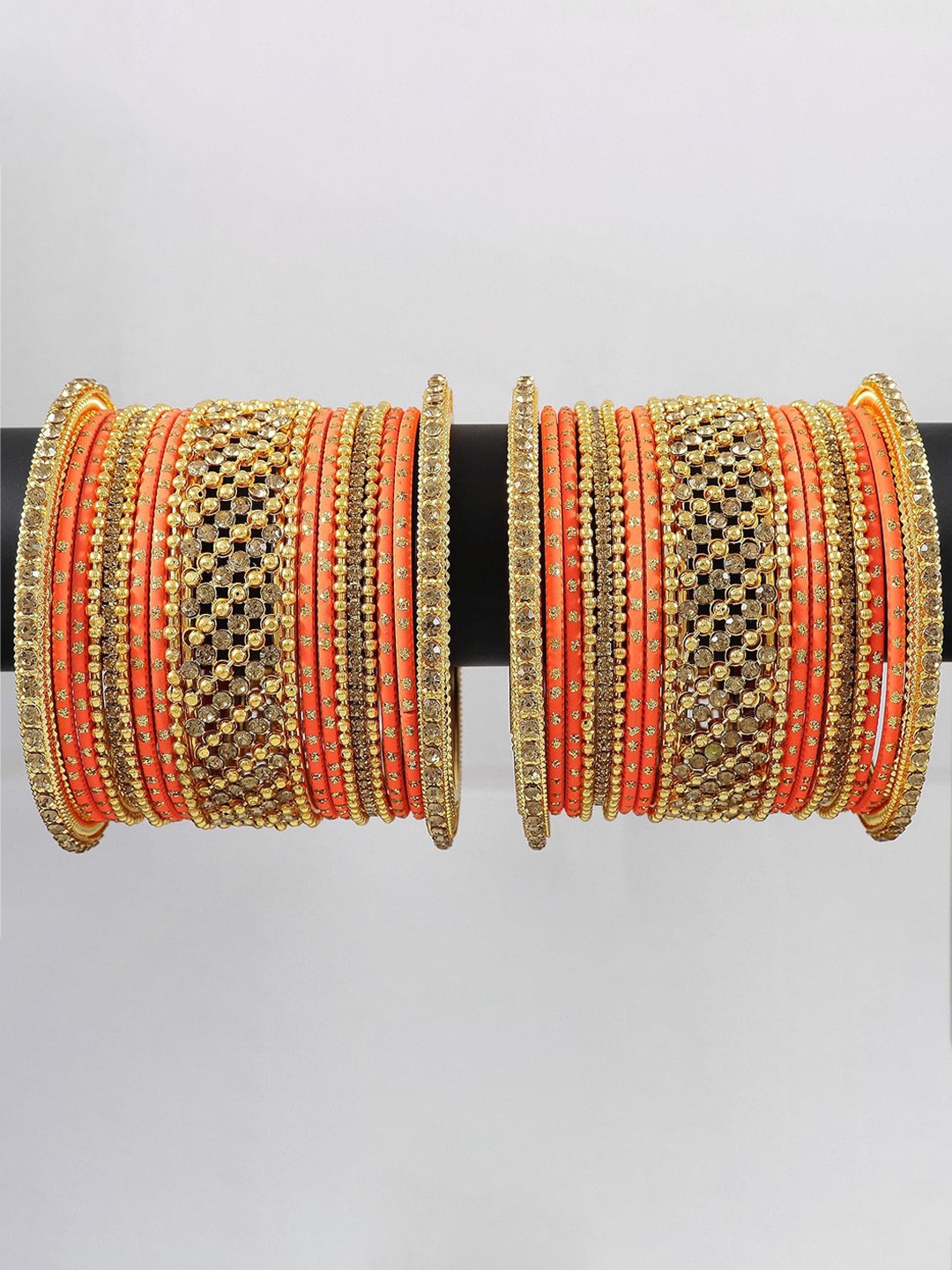 

NMII Set Of 38 Beaded Bangles, Orange
