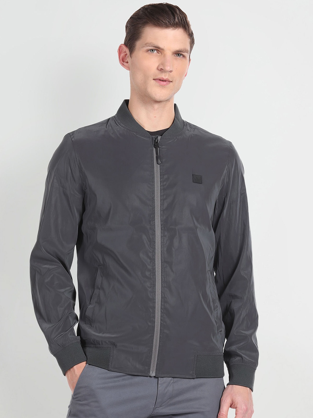 

Arrow New York Stand Collar Bomber Jacket, Grey