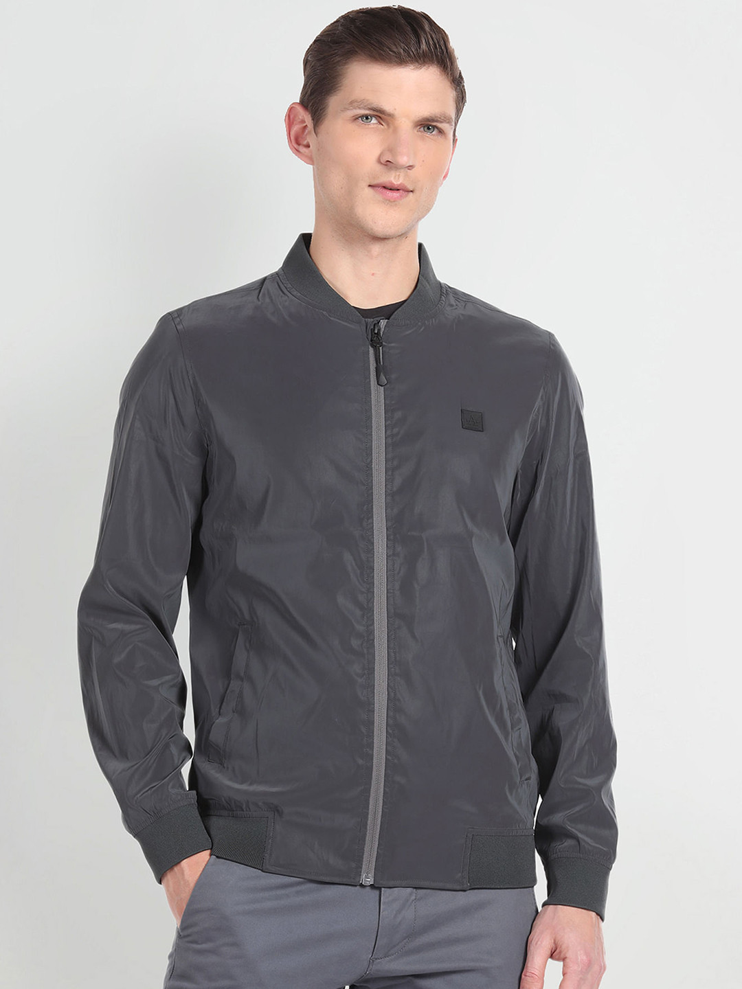 

Arrow New York Stand Collar Bomber Jacket, Grey