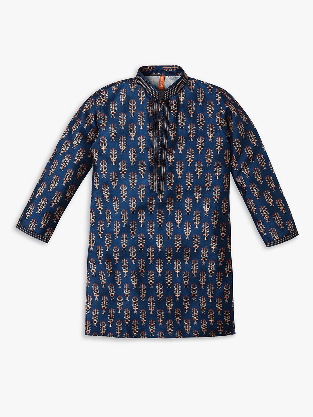 

Ethnicity Boys Ethnic Motifs Printed Sraight Kurta with Pyjamas, Navy blue