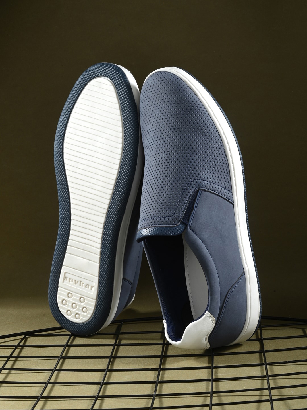 

SPYKAR Men Perforations Comfort Insole Slip-On Sneakers, Navy blue