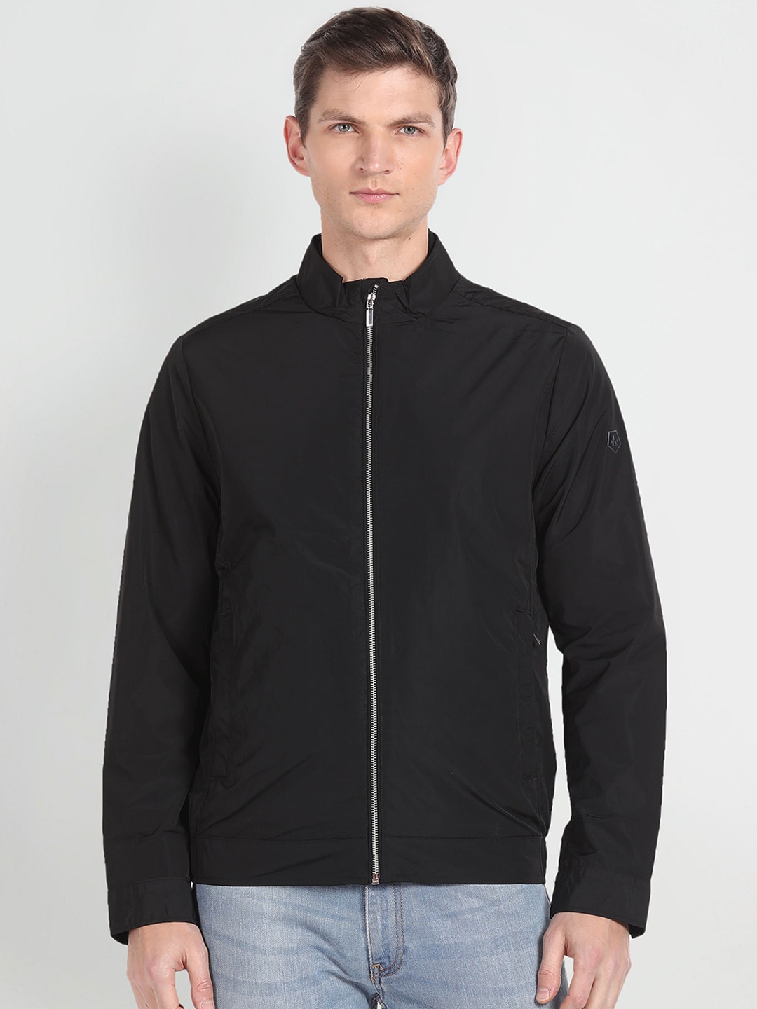 Arrow Sport Mock Collar Long Sleeves Tailored Jacket, Black