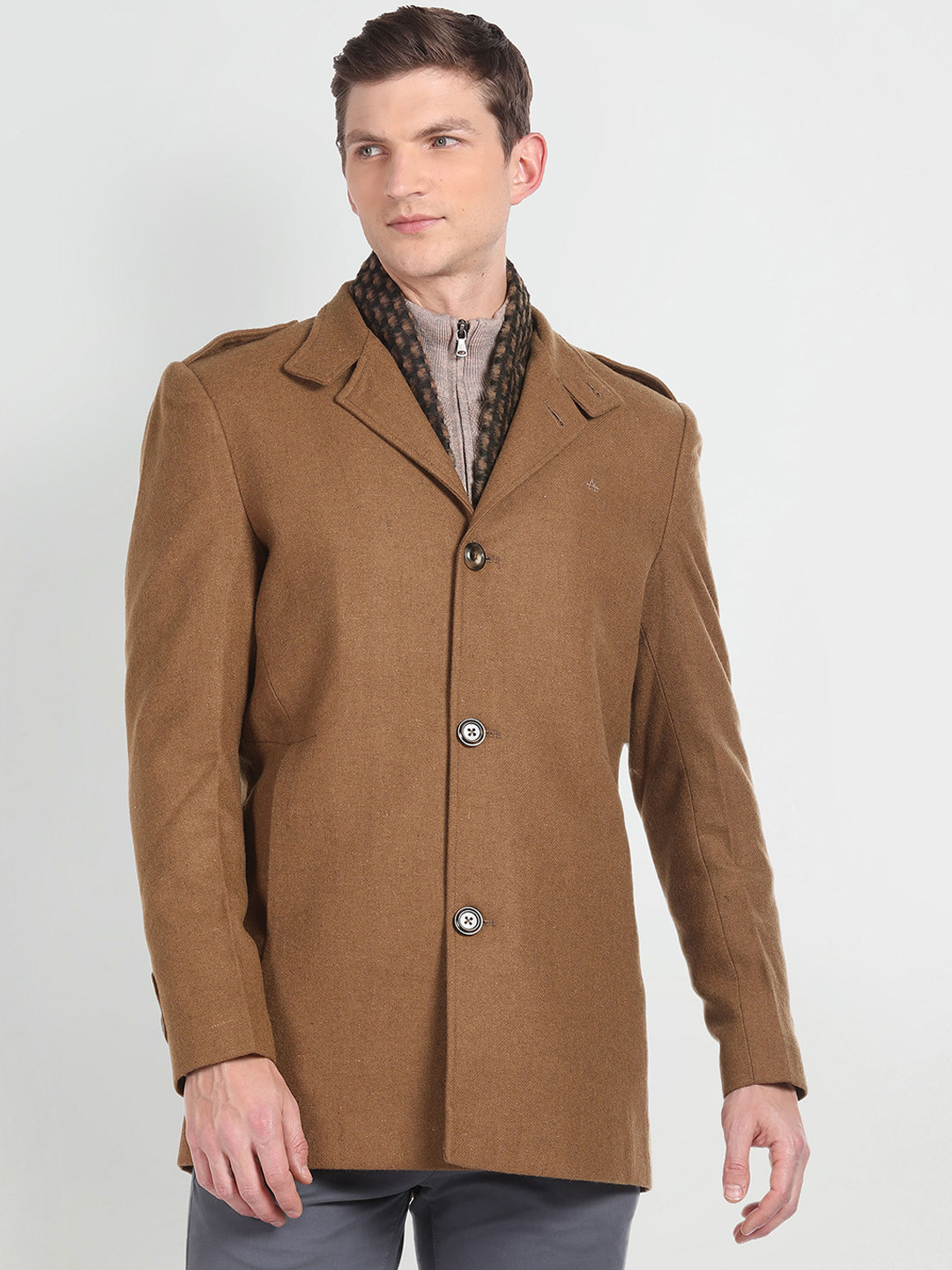 

Arrow Sport Notched Lapel Collar Trench Coat, Brown