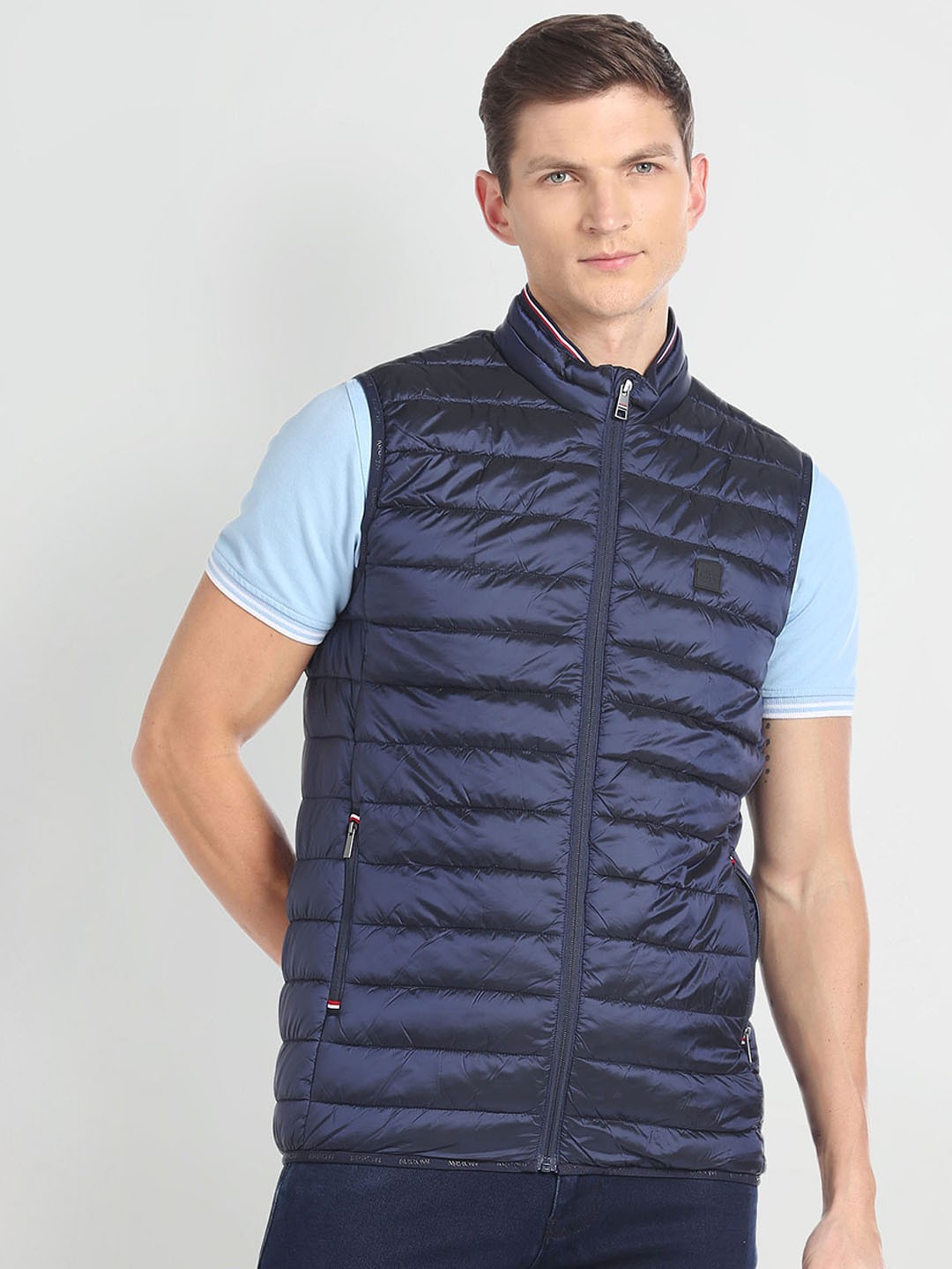 

Arrow Sport Mock Collar Gilet Puffer Jacket, Blue