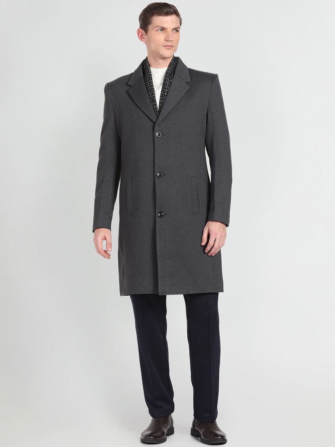 

Arrow Sport Notch Lapel Collar Longline Cotton Tailored Jacket, Grey