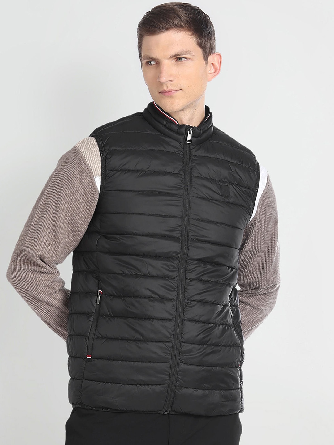 

Arrow Sport High Neck Sleeveless Puffer Jacket, Black