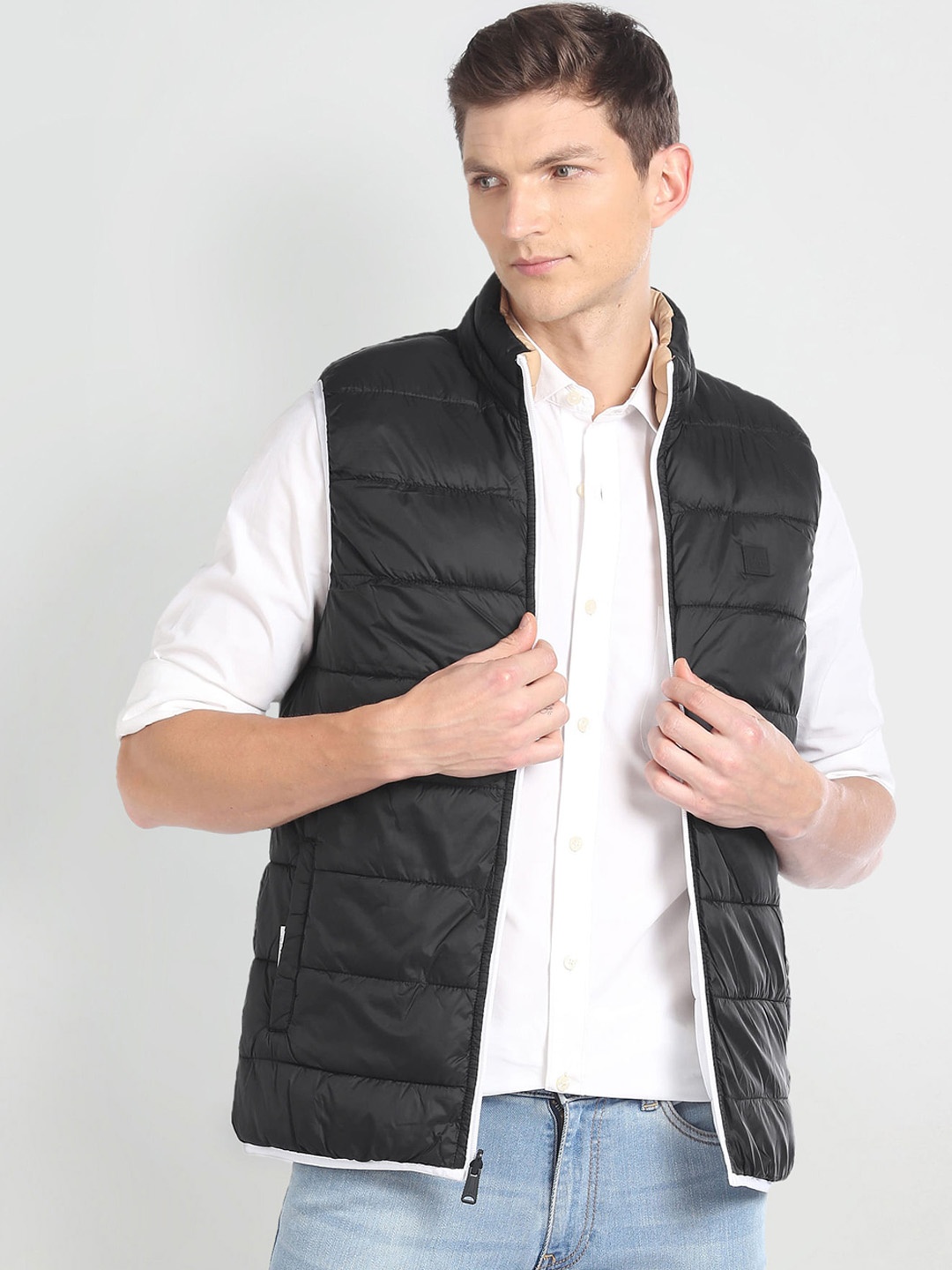 

Arrow Sport Sleeveless Reversible Puffer Jacket, Black