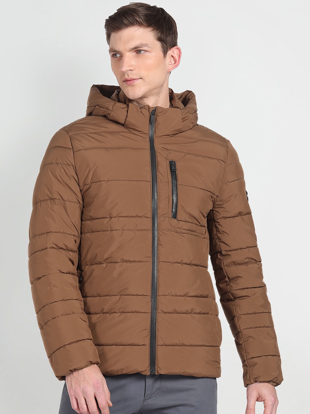 

Arrow Sport Hooded Puffer Jacket, Brown