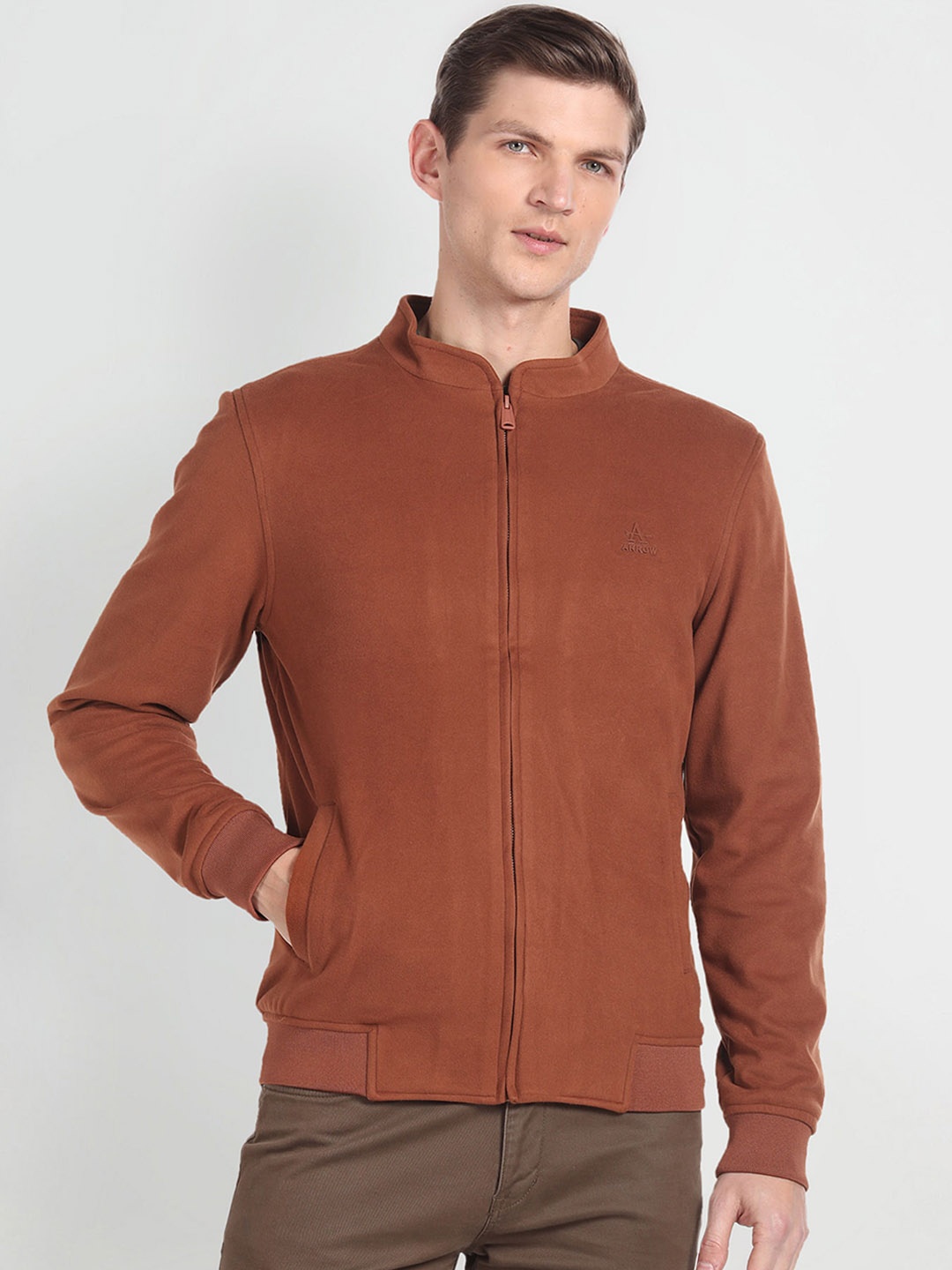 

Arrow Sport Stand Collar Bomber Jacket, Brown