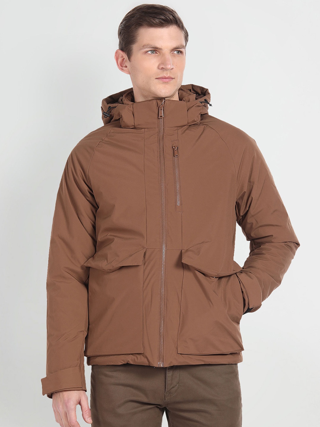 

Arrow Sport Detachable Hood Bomber Jacket, Brown