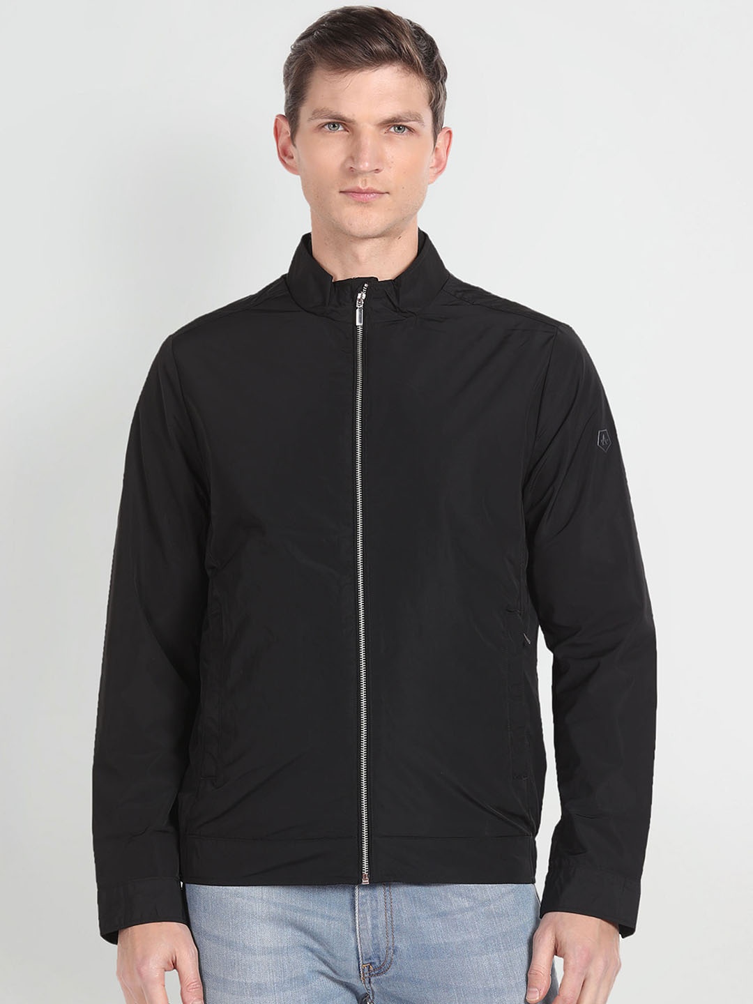 Arrow Sport Mock Collar Sporty Jacket, Black